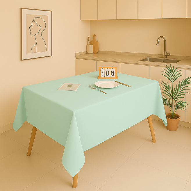 아싸레 파티 방수 식탁보, 민트, 137 x 274 cm, 1개