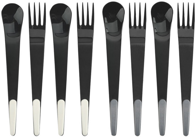 보겐 슈가 티스푼 앤 티포크 4인 세트 화이트 + 차콜, 1세트, 티스푼 4p + 티포크 4p