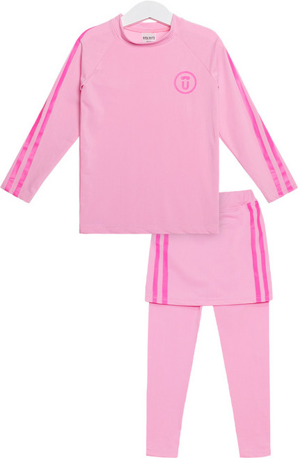 유라비 여아용 택티스 래시가드 스커트 + 레깅스 세트