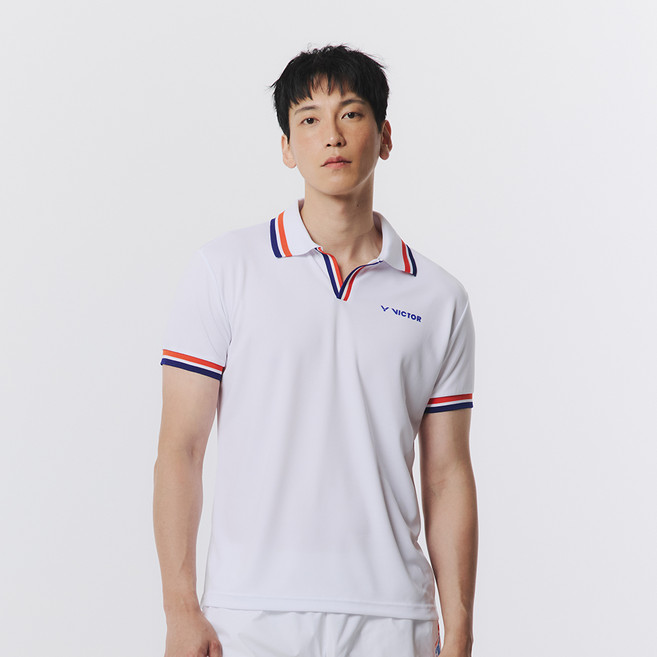 빅터 남성용 배드민턴의류 Double Line Collar 반팔 티셔츠 VT25CTS002M