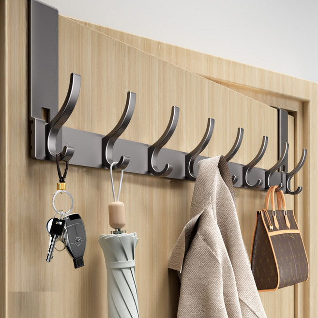 마메 무타공 도어 고리 행거 문걸이 메탈 후크 8구, 그레이, 1개