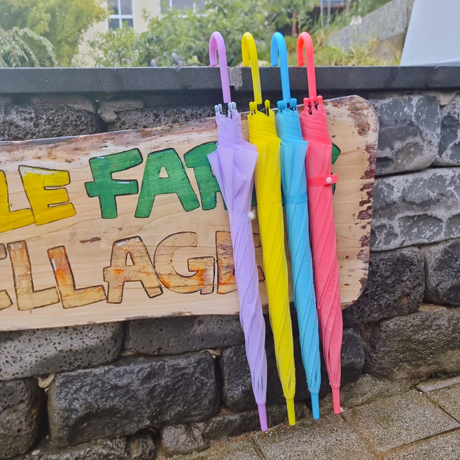 공유 레인보우 비닐 일회용 우산 4p