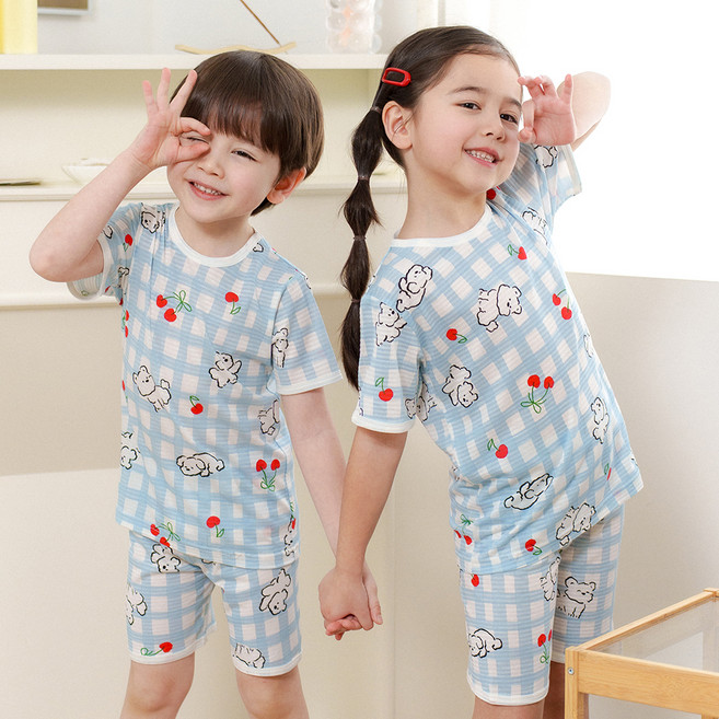 보누맘 5부 인견 자가드 실내복 상하의 세트