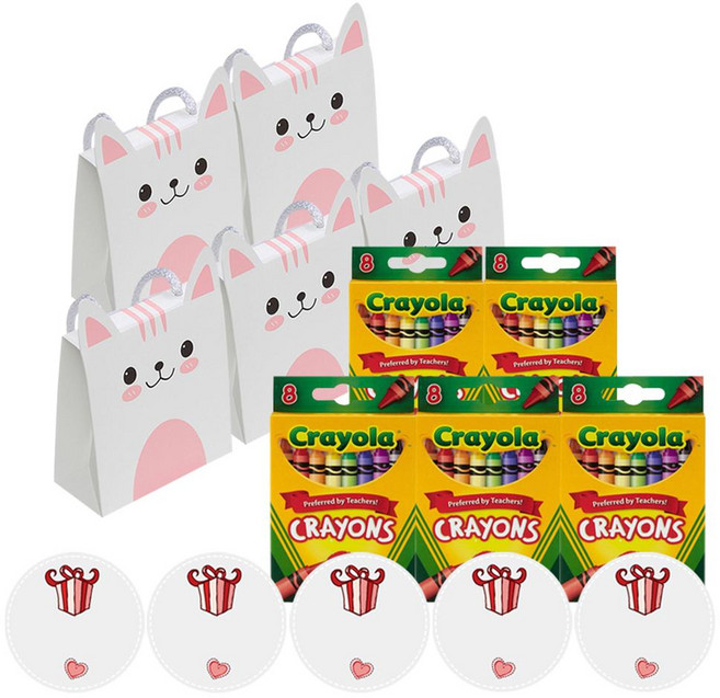 Kinder Mom 幼兒園生日禮物 Crayola 8色蠟筆 5入組, 粉紅色, 1組