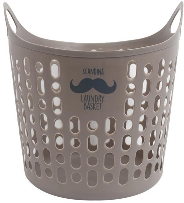 SHABATH 鬍子圖案洗衣籃 28L, 米灰色