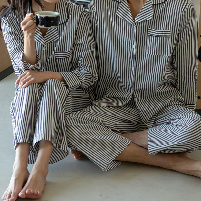 제이나나 커플용 럼버즈 스트라이프 상의 + 하의 파자마 세트