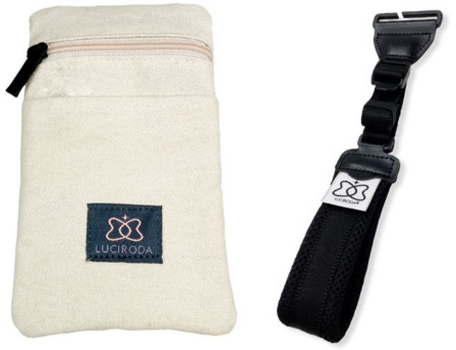 루시로다 사이드 힙시트 전용 스마트폰 파우치 + 스트랩, 아이보리(파우치), 블랙(스트랩)