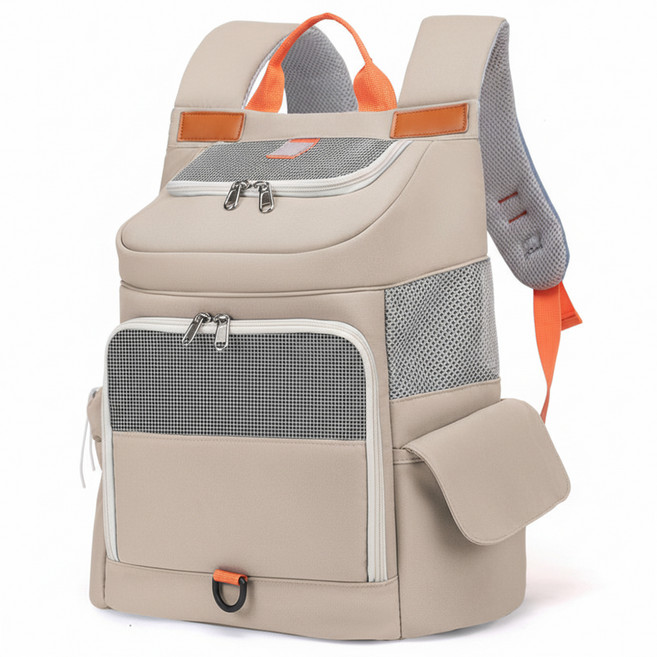둥둥펫 반려동물 이동 위로여는 메쉬 커들백팩, 베이지, 1개