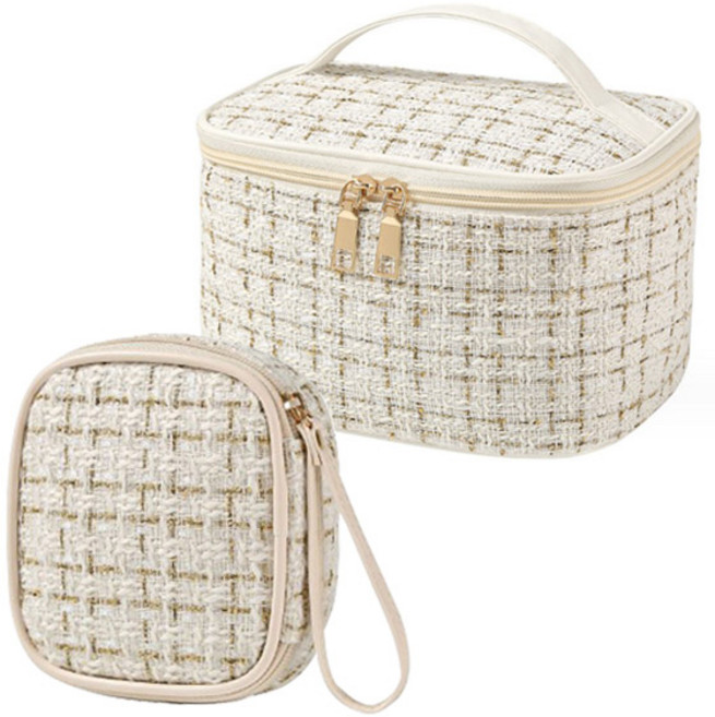 버블리데이 레이 트위드 대용량 화장품 파우치 세트