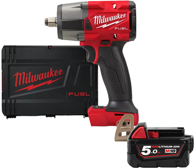 밀워키 18V FUEL 미드토크 임팩트 렌치2 1.3cm 베어툴 M18 FMTIW2F12(M18 FMTIW2F12-0X) + 5.0Ah 배터리 M18 B5, 1세트