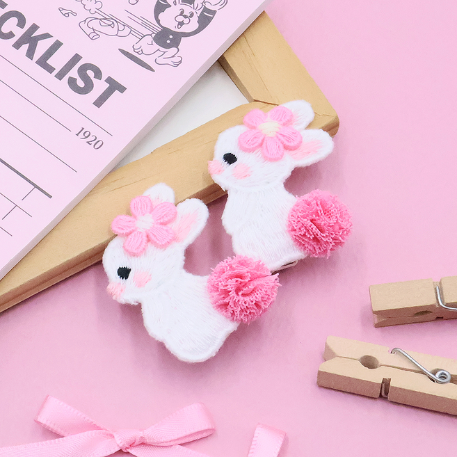 주)비단길 레비디 토끼폼폼 집게핀 2p