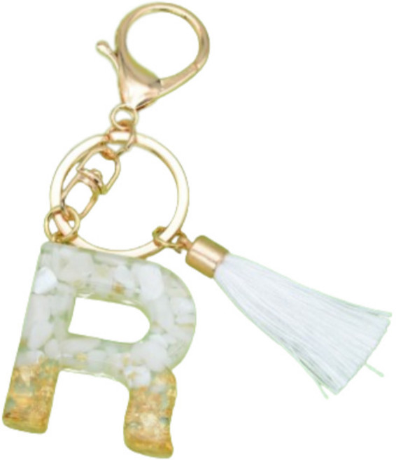 엠제이 이어폰 케이스 휴대폰 줄 알파벳 이니셜 태슬장식 키링, R, 1개