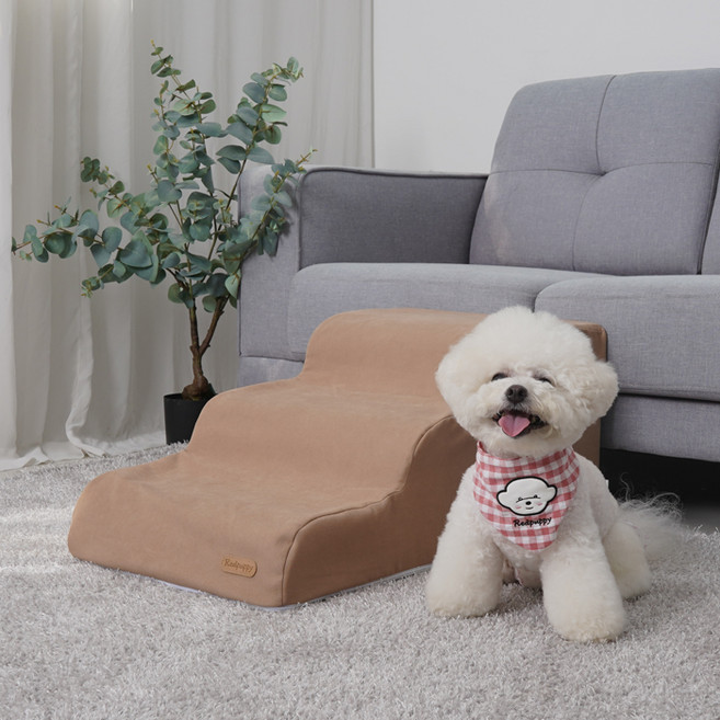 레드퍼피 반려동물 클라우드 3단 펫스텝, 브라운, 1개