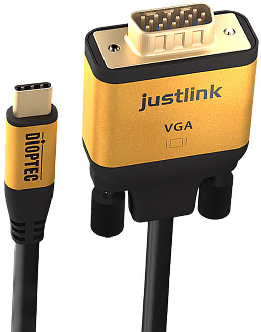 디옵텍 스마트폰 노트북 USB3.1 C타입 to RGB VGA 미러링 케이블 1.8m JUSTLINK CTRC018, 혼합색상, 1개