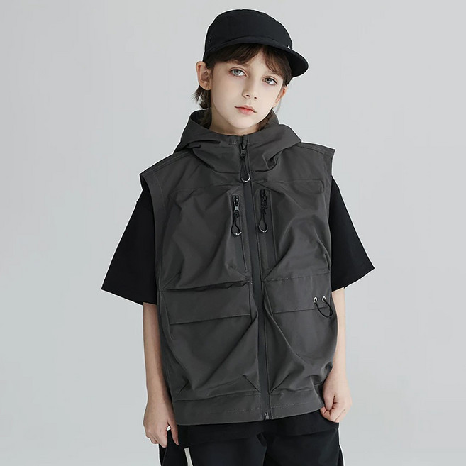 스타빈 아동용 멀티 포켓 후드 조끼