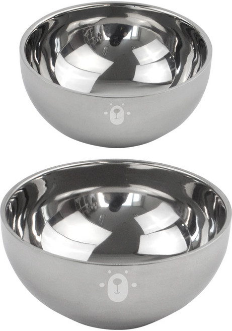키친유 베어 스텐 이중 공기 대접 세트, 공기 + 대접, 1세트
