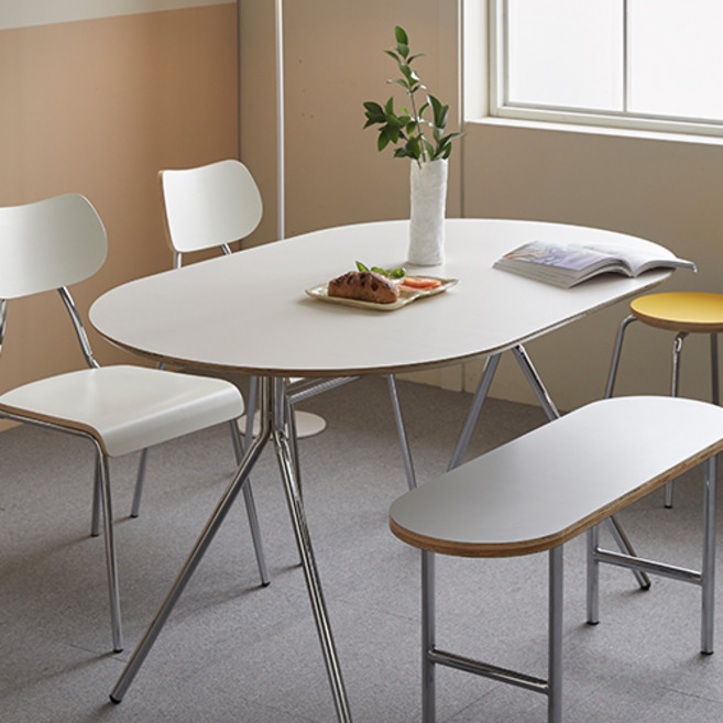 16피스 미드센츄리 타원형 식탁 방문설치, 04WHITE