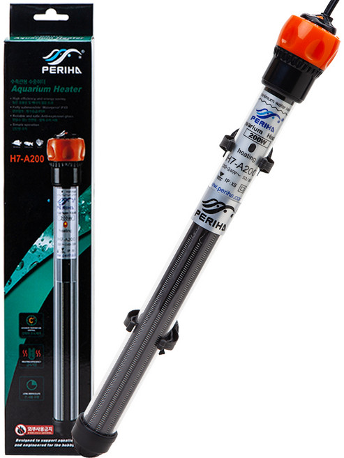 페리하 아쿠아리움 히터 온도과승방지 장착 200W H7-A200, 1개