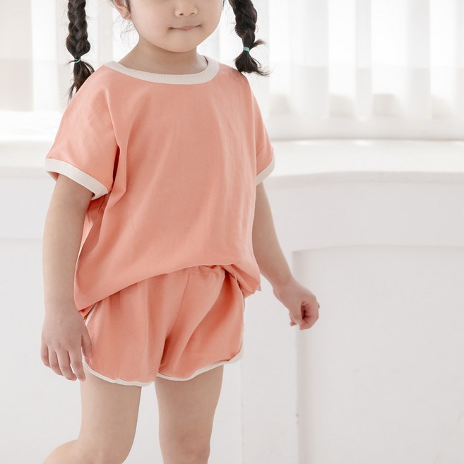 예루예나 아동용 통기성 레인보우 반팔 상하의 세트