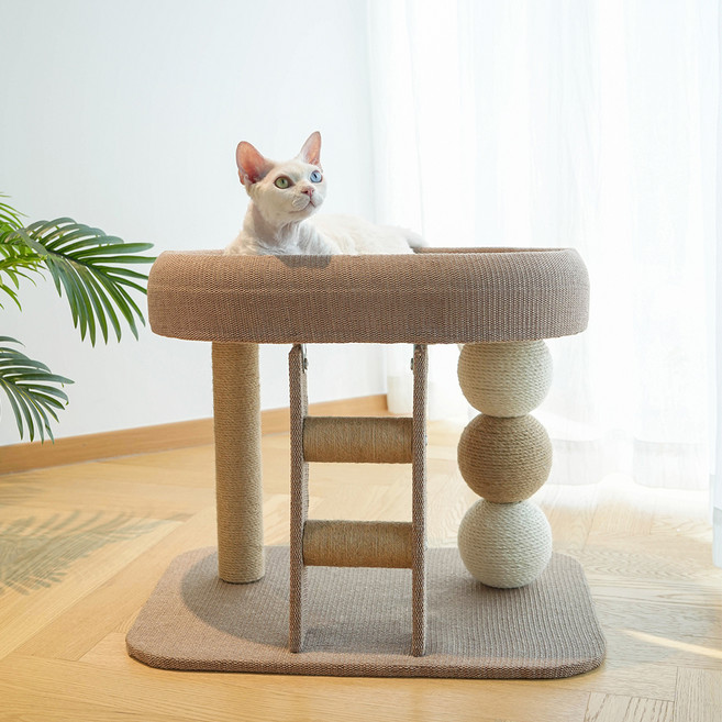 칠시 고양이 프리미엄 감성 심플 캣타워, 브라운, 1개