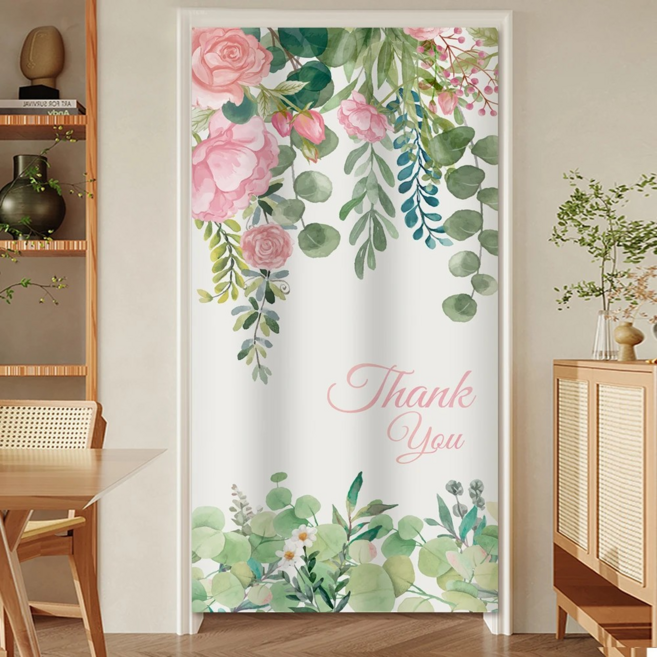 BonBon naturel 加厚質感一片式長門簾風水簾, 繁花似錦 白色