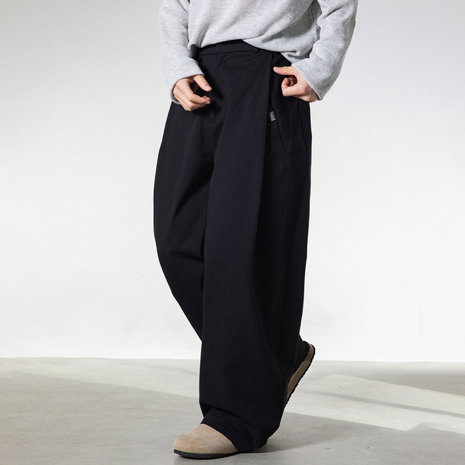 VELOCITY 男士寬版側邊細褶寬鬆鬆緊帶棉褲