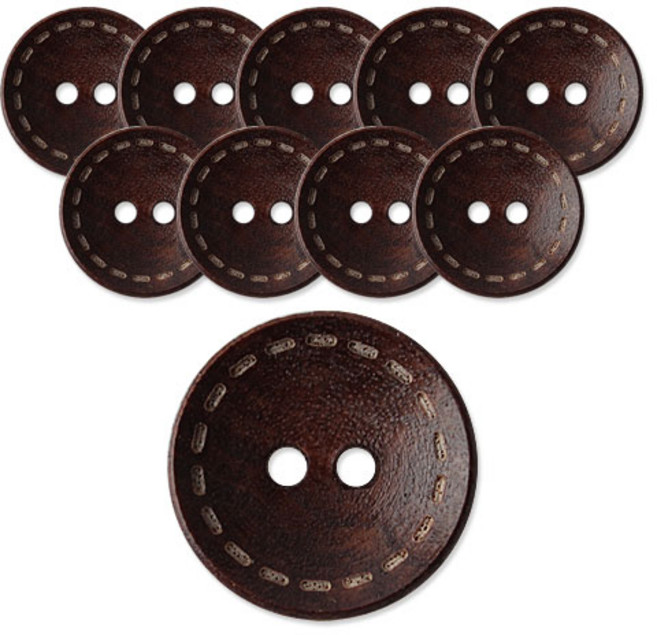 동대문단추왕 접시스티치 단추 20mm, 밤색, 10개
