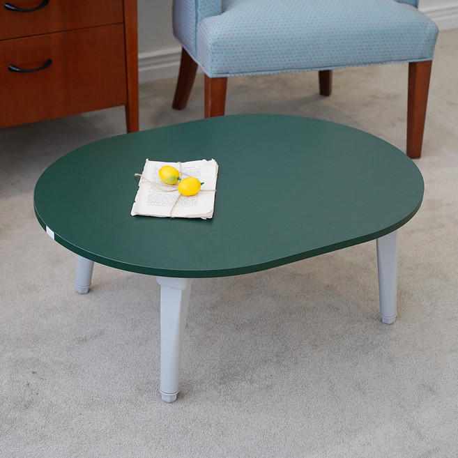 레몬트리 LPM 6단 높이조절 클래식 접이식 테이블 타원형, 무광 그린