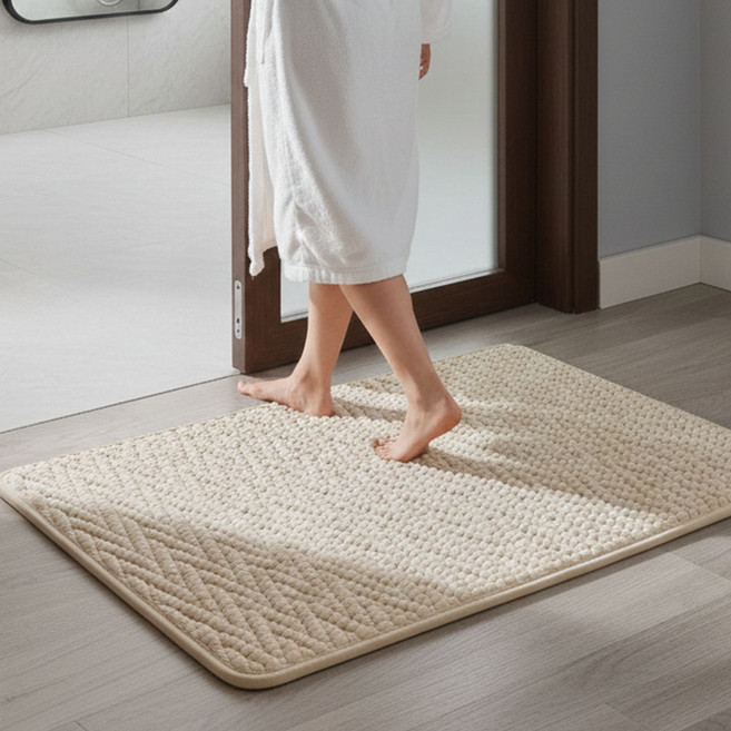 하이어데코 미끄럼 방지 흡수 고급 발매트 사각, 아이보리