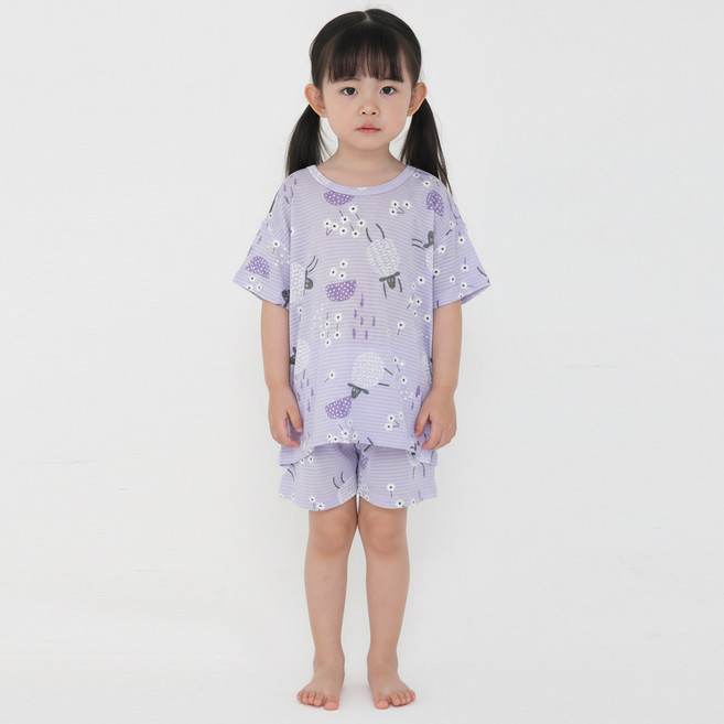 아동용 램 가든 반팔 내의 잠옷 상하의 세트