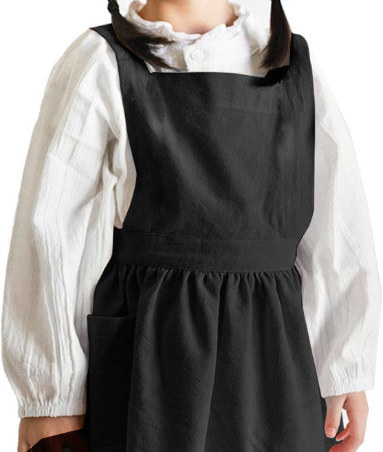 젊은이마켓 린넨 어린이 앞치마, 블랙, 1개