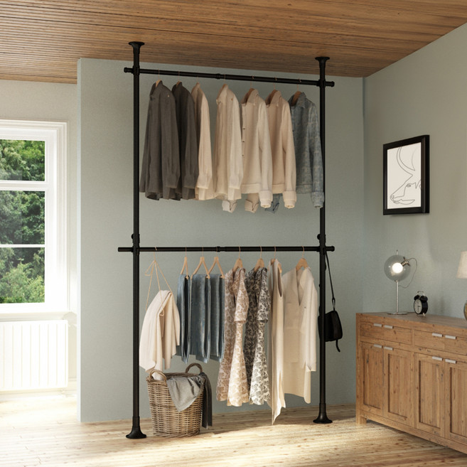 리우리빙 두 배 커진 2단 행거, 블랙