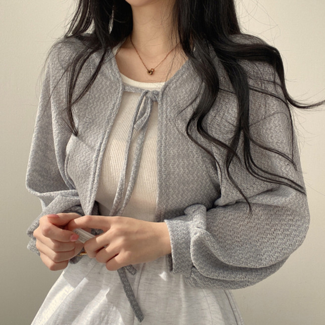 Goodif 女款Amuse燈籠袖短版開襟衫