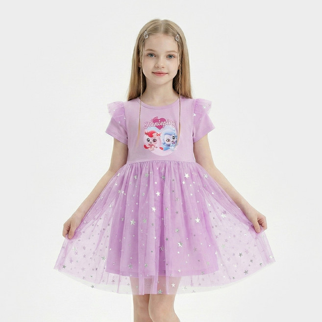 프리미에팜 아동용 캐치 티니핑 5부 레이스 샤 원피스