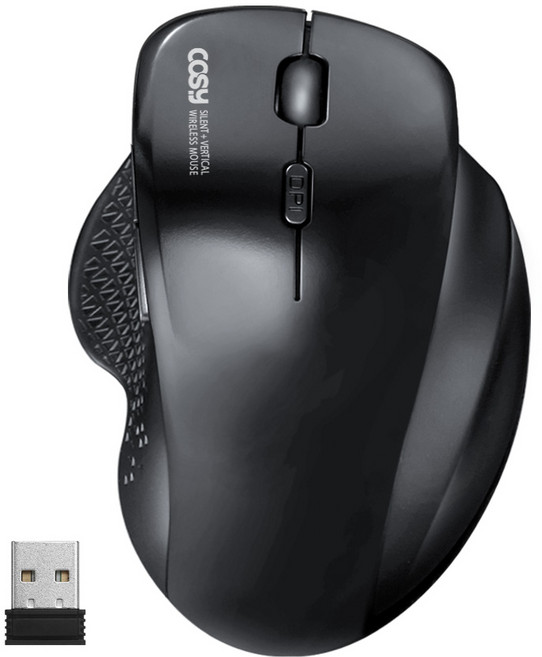 코시 무소음 세미 버티컬 무선마우스, M4059WL, 블랙