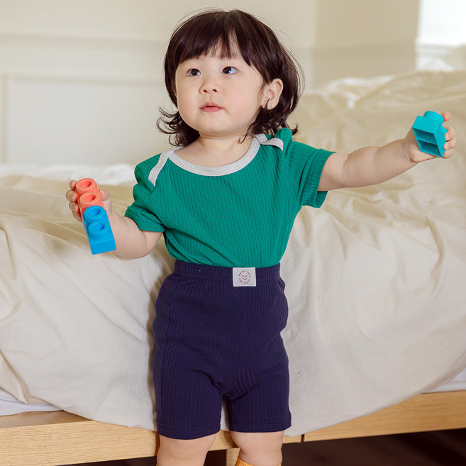MellyCoco 兒童舒適配色羅紋家居服上下套裝 MMDA492