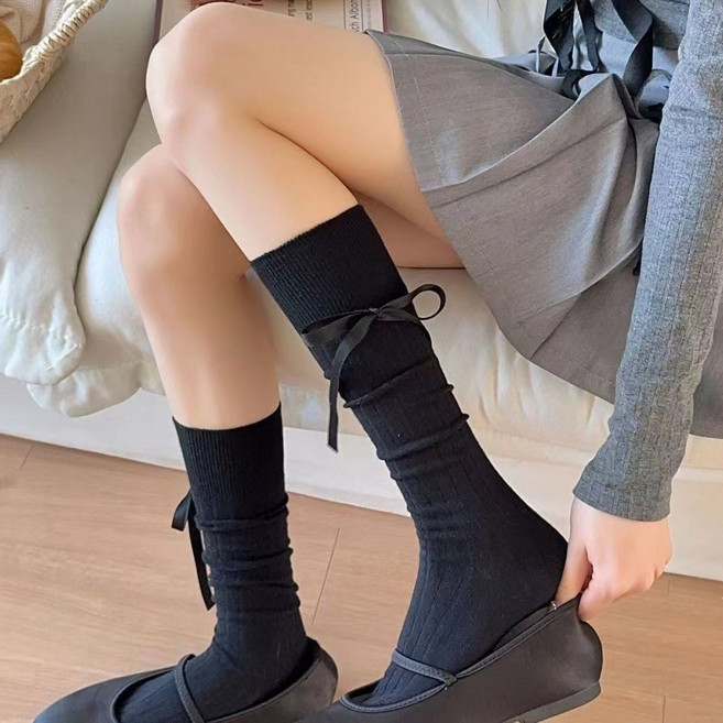 Dotif 女款蝴蝶結長襪 3雙
