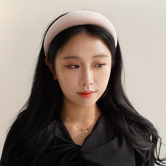 바비수 벨라 새틴 벨벳 와이드 볼륨 헤어밴드