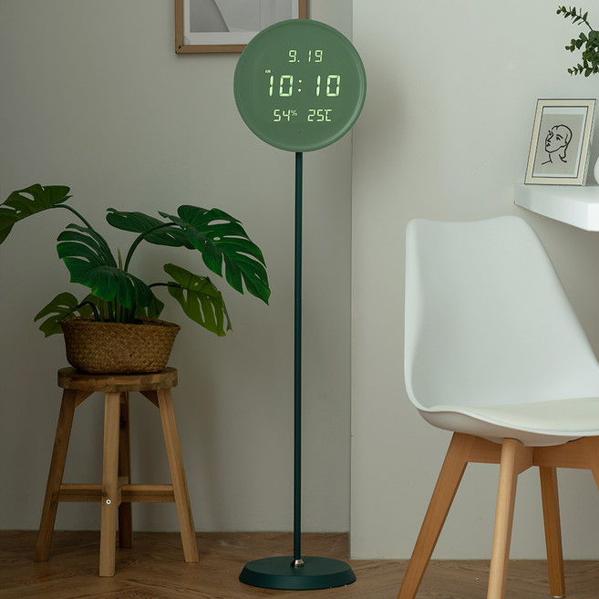 플라이토 무선 루나 온습도 와이파이 LED 스탠드 시계, 카키(시계), 딥그린(스탠드)