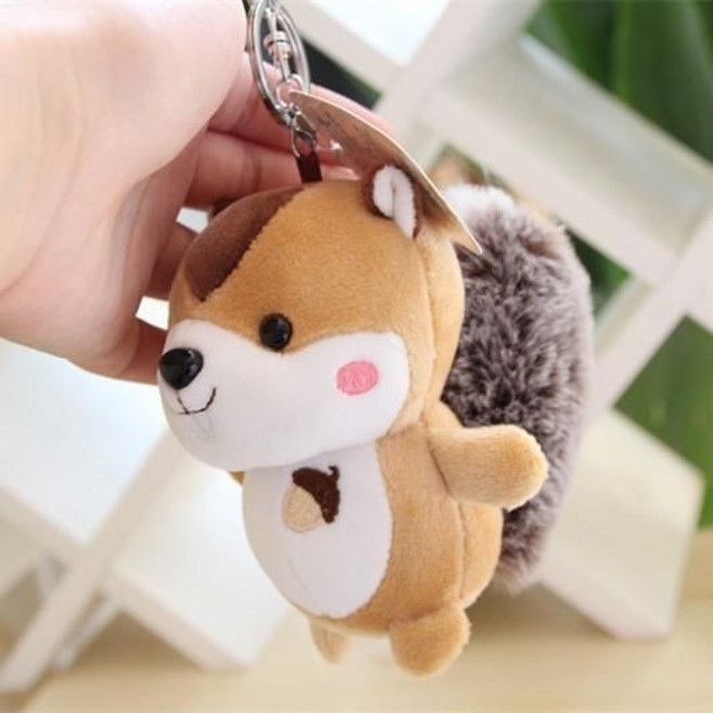 순잠 폭신한 큰 꼬리 다람쥐 키링, 베이지, 1개, 10cm