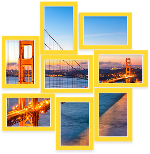 스위트스페이스 데코 인테리어 모던시티 8분할 멀티 액자 스티커 옵션12, 옐로우