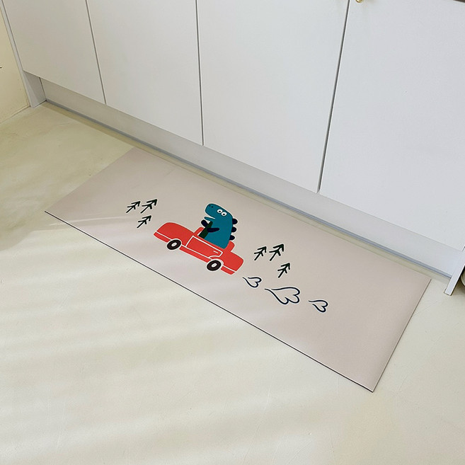 가온길카페트 빨아쓰는 말랑말랑 3세대 규조토 주방매트 공룡, 혼합색상