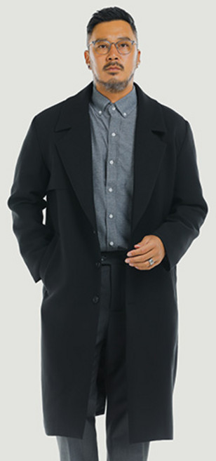 파이브엑스라지 남성용 빅사이즈 오버핏 노치트 빅 라펠 싱글 코트