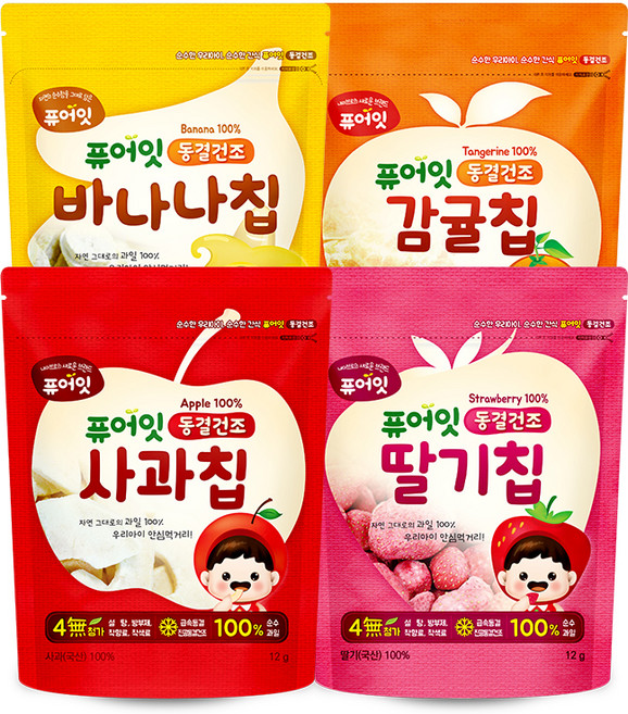 퓨어잇 동결건조 과일칩 4종 세트, 12g, 1세트