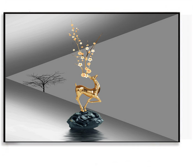 트레오바 거실 고급 스위치 박스형 장식 그림 꽃이 쭉 피어요, 블랙