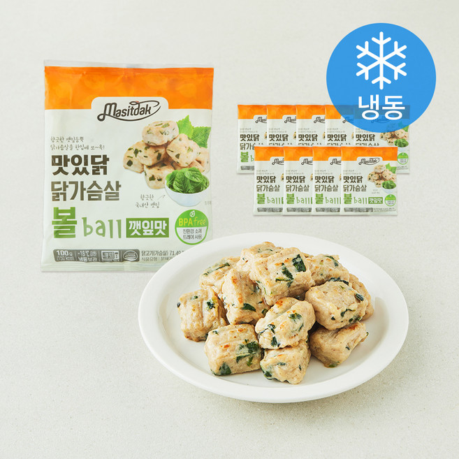 맛있닭 닭가슴살볼 깻잎맛 (냉동), 100g, 10개, 1개입