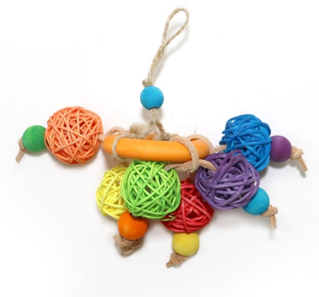 리프패럿 대롱대롱 매달린 공 앵무새 장난감 SA00199, 혼합색상, 1개