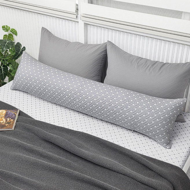 베드앤데코 국내 제조 더위타파 크로스 냉감 바디필로우커버, 그레이