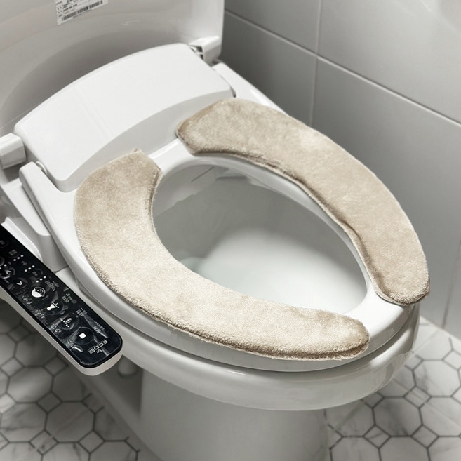 메모리폼 극세사 변기커버 L, 베이지, 1개