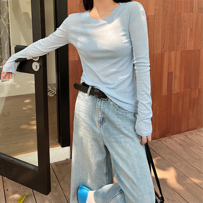 루나걸 여성용 번리볼튼 시스루 긴팔 티셔츠 L26SPT011212